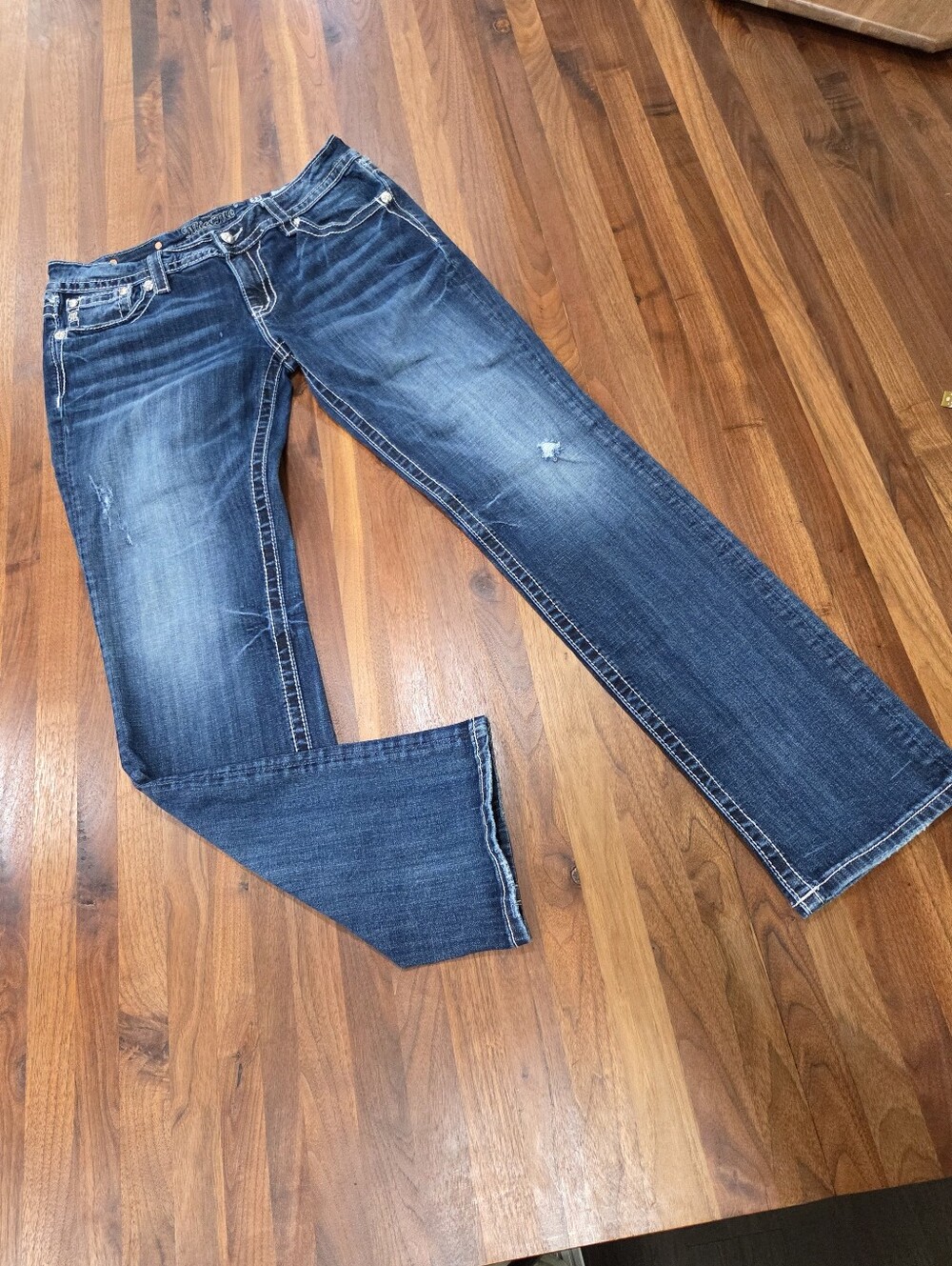 Miss Me JP8519t Signature Straight Dark Blue Denim Jeans Y2K Rodeo Western Sz 33